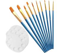 Duoleimi Palette de mélange, 3 pièces Palette de Couleurs avec Trou de préhension et 10 pinceaux, Palette de mélange Universelle pour l'école pour Aquarelle et boîtes de gouaches