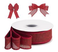 Duoleimi Ruban de Jute 4 cm avec Fil métallique Rouge : Ruban de Jute Large 10 m Ruban Cadeau pour nœuds Ruban de Jute Naturel Ruban décoratif Ruban de Bricolage Couronne de Noël