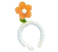 DuomaiJJ Accessoires Cheveux Enfants Paquet De 3 Fleurs Chenille Mignon Bandeau Banquette Vert Coiffeur en Épingle À Cheveux-Orange