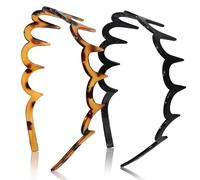 duomaoyi Lot de 2 bandeaux dentelés pour femme en forme de U fabriqués à partir de plastique recy ans des couleurs noires et écailles de tortue. Idéal pour un style quotidien et une tenue