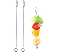 duomaoyi Lot de 2 supports de nourriture pour oiseaux, tige en acier inoxydable pour mangeoire pour perroquet, facile à utiliser, outil de manipulation de cage de cacatoès, jouets à suspendre pour