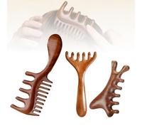 duomaoyi Lot de 3 peignes de massage en bois de santal à dents larges et fines pour tous les types de cheveux