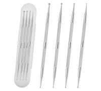 duomaoyi Lot de 4 stylos à ongles professionnels à double tête, ensemble de stylos à ongles en acier inoxydable à motif diamant