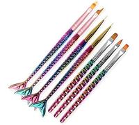 duomaoyi Lot de 7 stylos à ongles en nylon avec manche dégradé sirène pour dessin et pointillisme