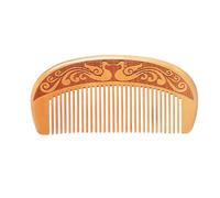 duomaoyi Peigne à dents fines en bois de pêche naturel chinois, anti-statique, massage, barbe, peigne classique