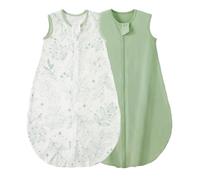 Duomiaomiao Lot de 2 gigoteuses d'été pour bébé - Tog 0,5 - 100 % coton - Unisexe - Pour nouveau-né de 0 à 6 mois - Fleurs vertes