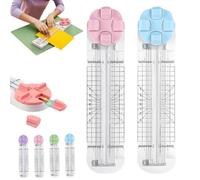 Duomiluo 4 in 1 Paper Cutter, 4-in-1 Multi-function Paper Trimmer with Straight, Wave, Perforated & Creasing Blades for Cutting Papers, Postcards, Coupons, Scrapbook (Pink+Blue)