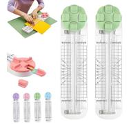 Duomiluo 4 in 1 Paper Cutter, 4-in-1 Multi-function Paper Trimmer with Straight, Wave, Perforated & Creasing Blades for Cutting Papers, Postcards, Coupons, Scrapbook (Green*2)