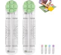 Duomiluo 4 In 1 Paper Cutter, Duomiluo 4 Style Multi-Function Trimmer, With Straight, Wave, Creasing Blades For Craft Paper, Cardstock, Label, Photo, Postcard (Green*2pcs)