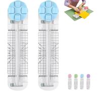 Duomiluo 4 In 1 Paper Cutter, Duomiluo 4 Style Multi-Function Trimmer, With Straight, Wave, Creasing Blades For Craft Paper, Cardstock, Label, Photo, Postcard (Blue*2pcs)