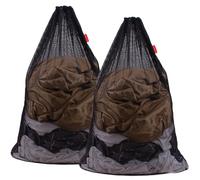 DuomiW en Maille Filet Sac à Linge Heavy Duty Sac à Cordon, Usines, College, Dortoir, Voyage et Appartement habitants, 61 x 91,4 cm, Lot de 2, Noir