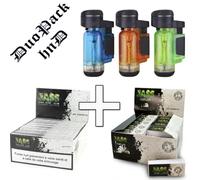 DuoPack Box Jass Slim Brown + Box Filtres Cartons Jass 20mm + 3 Briquets Tempête
