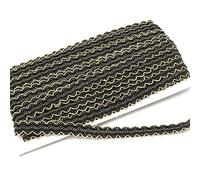 Duories 12m Tresse Garniture,15mm Ruban,Ruban Décoratif en Tissu Doré Garniture en Dentelle Tressée Métallique pour Costumes Travaux de Couture Tapisserie Décoration Intérieure,Or Noir