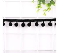 Duories 15 mètres 12 mm Pompons bordure pour le bricolage, ruban décoratif avec pompons, boules, franges, ruban de décoration, ruban de bordure décorative, accessoires de couture pour DIY, bricolage