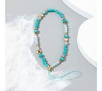 Duories 1pcs Charme de Téléphone Portable Sangle Perlé Dragonne Chaîne de Téléphone Mobile Bracelet Anti-Perdu Longe Lanière de Téléphone,Bleu