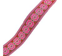 Duories 3.3cm Ruban Jacquard Brodé Vintage, Floral Brodé Couture Dentelle Garniture Boho Tissé Garniture Frange Tissu Biais Bande pour DIY Couture Artisanat Décoration de Mariage, 7 mètres,Style R