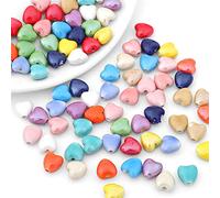 Duories 30 Stück Keramikperlen,Herzförmige Keramikperlen,Bunte Perlen Auffädeln Kugel Keramikperlen,für Die Armbänder,Anhänger,Ohrringe,Kunsthandwerk,Wohnaccessoires,Dekorationen,Gemischte Farbe