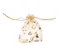 Duories 30pcs Couleur Organza Sachets Pochette Cadeau en Organza,13x18cm Organza Gift Bags avec Cordon Sachets en Organza Sac à Bijoux pour Lavande Faveur de Marriage Noël Bonbons Cadeaux,Doré