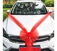 Duories Décoration en Organza pour Voiture mariée,Couple Mariage,Voiture Grand n UD en Tulle N UD géant pour décoration Voiture,Mariage,Nouvelle Maison,fête,Saint-Valentin,Voiture mariée,Rouge B