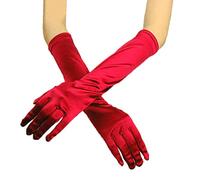 Duories - Gants classiques pour femme, longs, élastiques, élégants, style 1920, pour soirée, en satin, gants gothiques pour opéra, fête, mariage, déguisements de carnaval, bordeaux