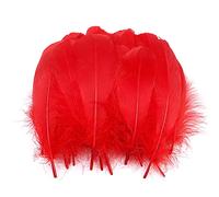 Duories Lot 100 Plumes colorées pour travaux manuels,Plumes d'oie pour Bricolage,Masques,Chapeaux,boucd'oreilles,Accessoires Cheveux,Attrape-rêves,Mariage,Carnaval,fête,décoration 12 à 18 cm,Rouge