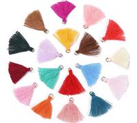 Duories Lot de 100 mini pendentifs à pompons, 3 cm, en coton, franges, pompon, bracelet, porte-clés, pompon, pour boucles d'oreilles, bijoux, sacs, marque-page, accessoires artisanaux, multicolores