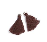 Duories Lot de 100 mini pendentifs à pompons, 3 cm, en coton, franges, pompon, bracelet, porte-clés, pompon, pour boucles d'oreilles, bijoux, sacs, marque-page, accessoires d'artisanat, marron