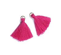 Duories Lot de 100 mini pompons pendentifs, 3 cm en coton à franges Tassel - Pour boucles d'oreilles, fabrication de bijoux, sacs, marque-pages, accessoires d'artisanat, fuchsia