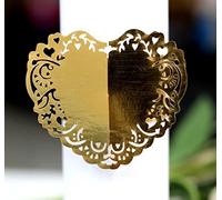 Duories Lot de 100 ronds de serviette en papier avec cœur - Pour décoration de table - Pour fête de mariage, dîner, anniversaire, fête, Noël, décoration de table - Doré B