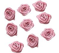 Duories Lot de 100 Roses de 1,5 cm Petites Fleurs artificielles Roses en Satin pour travaux manuels, Patches, Roses dcoratives, Mini Roses en Tissu Accessoires de fte Dcoration de Mariage Rose Vieux