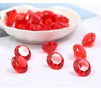 Duories Lot de 120 pierres décoratives en acrylique - Diamants - Pour mariage, anniversaire, Noël, fête - Rouge