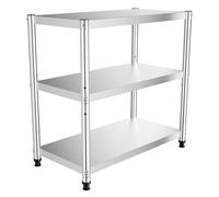 Duoruameng Étagère de cuisine en acier inoxydable à 3 étages - Établi de cuisine, traiteur, étagère en métal pour garde-manger, restaurant, cuisine, cafétéria, cuisine - 80 x 80 x 40 cm