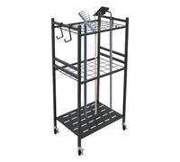 Duoruameng Support de rangement pour outils de jardin avec roulettes | 43 x 30 x 79,5 cm | Organiseur d'outils de jardin pour garage, abri de jardin, cour | Porte-balai avec 3 crochets