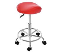 Duoruameng Tabouret de selle ergonomique avec roulettes - Pivotant à 360° - Hauteur réglable - Rouge