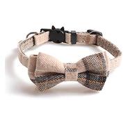 DUORUIMI Collier pour chat avec clochette, nœud papillon, fermeture rapide de sécurité, réglable, pour animal domestique, chaton, motif à carreaux