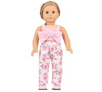 DUORUIMI Vêtements de poupée d'été avec haut à bretelles et pantalon à imprimé floral pour poupée American Girl de 18 pouces