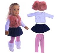 DUORUIMI Vêtements de Poupée Robe Tenue d'hiver Gilet Jupe pour Poupée American Girl 18 Pouces