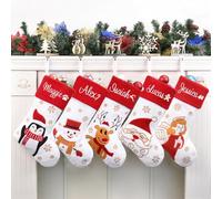 Duosheng & Elegant Chaussette de Noel Personnalisé Père Noël Cerf Pingouin Neige Grande Chaussette Noel a Suspendre 1 pour Rouge Blanc