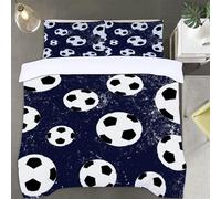 Duosm Housse de Couette 140x200 Housse de Couette Enfants de Football 1 Personne, Parure de Lit Simple Microfibre avec 2 x Taie d'oreiller 65x65 cm avec Fermeture éclair