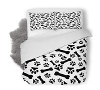 Duosm Housse de Couette 200x200 Housse de Couette Empreinte de Patte de Chien 2 Personnes, Parure de Lit Simple Microfibre avec 2 x Taie d'oreiller 65x65 cm avec Fermeture éclair