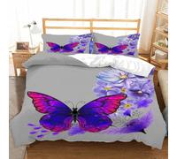 Duosm Housse de Couette 220x240 Pensées Imprimée 3D Parure de Lit 2 Personnes Animaux Artistiques en Microfibre Douce avec 2 x Taie d'oreiller