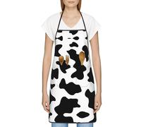 DUOTAOXX Tablier de cuisine imperméable avec 2 poches pour homme et femme Motif vache Noir et blanc, blanc, taille unique