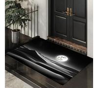 DUOTCYELE 50 x 80 cm Paillasson Collines Pleine Lune pour Intérieur, Paillasson Vue Nocturne du Désert Lavable Antidérapant pour Porte D'entrée, Couloir, Porte, Noir