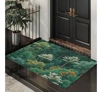 DUOTCYELE 50 x 80 cm Paillasson Maquis pour Intérieur, Paillasson Naturalisme Lavable Antidérapant pour Porte D'entrée, Couloir, Porte, Vert