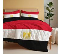 DUOTCYELE Couette sans Housse Imprimée 200x200cm Drapeau De L'Égypte Réversible | Édredon Super Doux Couette Design Symbolique pour 4 Saisons pour Lit - 2 Taies d'oreiller 65x65 Cm