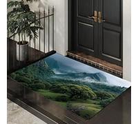 DUOTCYELE Forêt Verte Vallée Paillasson 40 x 60 cm, Tapis Naturalisme Entrée Intérieur Antidérapant, Lavable, Profil Bas, Facile à Nettoyer, pour Couloir, Porte, Cuisine, Vert Foncé