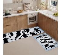 DUOTCYELE Lot De 2 Tapis De Cuisine Silhouette d'un Joueur De Basket-Ball Antidérapants Durables Et Lavables, Tapis Cuisine Minimalisme Devant Evier, Anti-Fatigue, 40x60cm+40x120cm