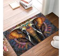 DUOTCYELE Mandala Éléphant Paillasson pour L'extérieur - Tapis De Porte Art Psychédélique 90 x 150 cm - Antidérapant - Anti-Saleté - Lavable - pour Paillasson, Couloir, Entrée, Cuisine