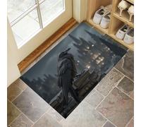 DUOTCYELE Paillasson Château Corbeaux Lavable D'intérieur, à Poils Courts, Tapis Style Gothique Sombre, 45 x 75 cm, Pliable, Antidérapant, pour Porte D'entrée, Cuisine, Patio