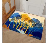 DUOTCYELE Paillasson De Arbres De Gradient 80 x 120 cm, Tapis De Résumé Moderne, pour Décoration D'intérieur Intérieur, Lavable, pour Couloir, Chambre à Coucher, Table De Chevet, Bleu